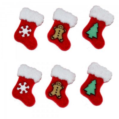 Tiny red Christmas stockings 6 per package