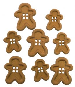 Chunky Gingerbread Men cookie buttons in assorted sizes