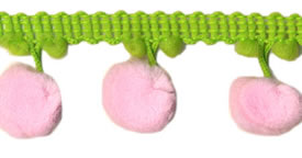 pink and green ball fringe trim