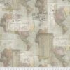 Memoranda III World Map Fabric by Tim Holtz