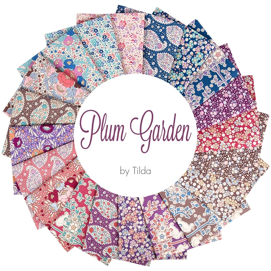 Windflower Tilda Plum Garden Metre/Fat Quarter Nutmeg Cotton Fabric